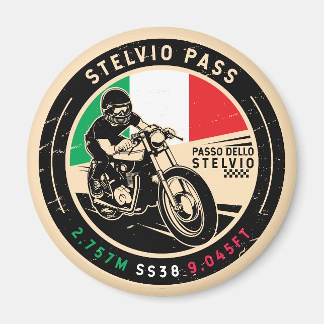 Imã Stelvio Pass | Passo Dello Stelvio | Motociclos (Frente)