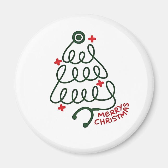 Imã Stethoscope Árvore de Natal Luzes Enfermando Esfre (Frente)