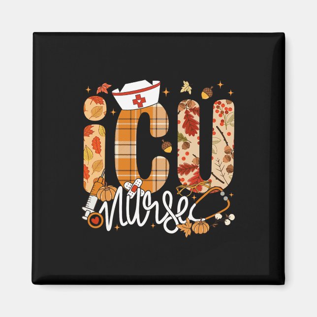 Imã Stethoscope Enfermeira Icu Queda Muro outono Folha (Frente)