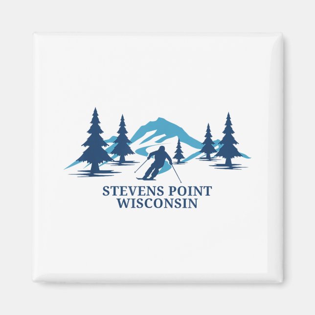 Imã Stevens Point Wisconsin Ski Resort Skiier _1 (Frente)