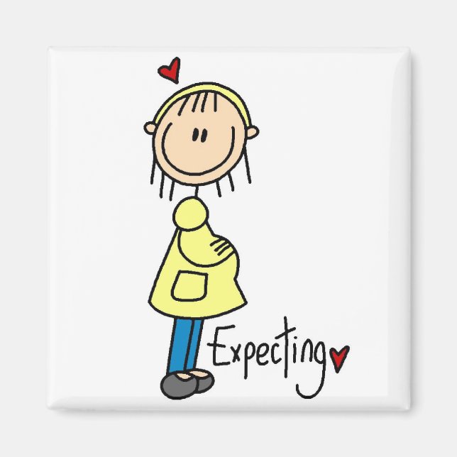 Imã Stick Figure Baby Expecting (Frente)
