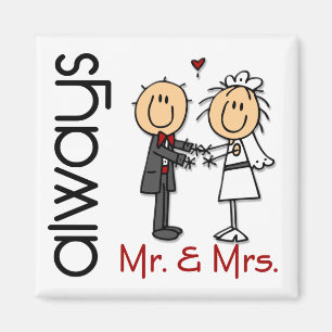 Imã Stick Figure Wedding Casal & Sra. Always