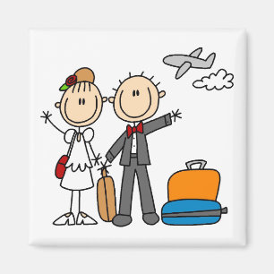 Imã Stick Figure Wedding Honeymoon T-shirts e presente