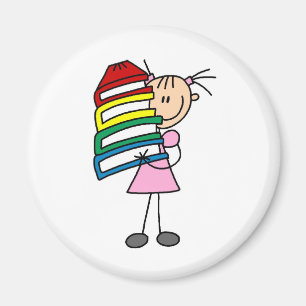 Imã Stick Girl com livros