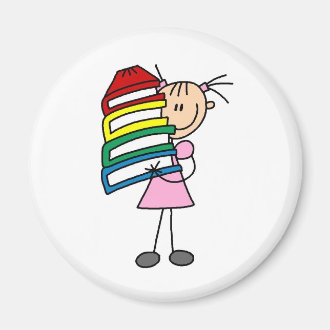 Imã Stick Girl com livros (Frente)