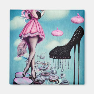 Imã Stiletto Preto Vintage Surrealista