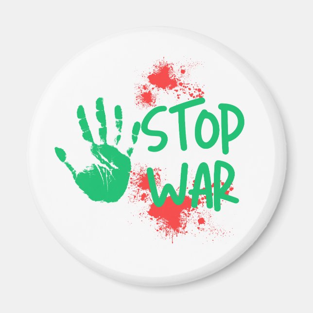 Imã Stop War – Bold Handprint Anti-War Graphic Design (Frente)