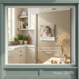 Imã Storybook Magic Enchanted Forest Birth Announcemen