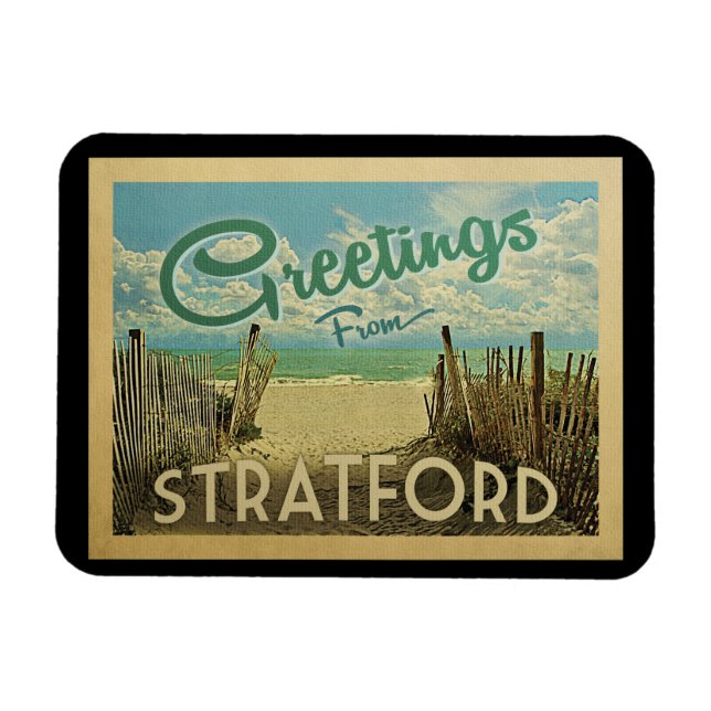 Ímã Stratford Connecticut Beach Viagens vintage (Horizontal)