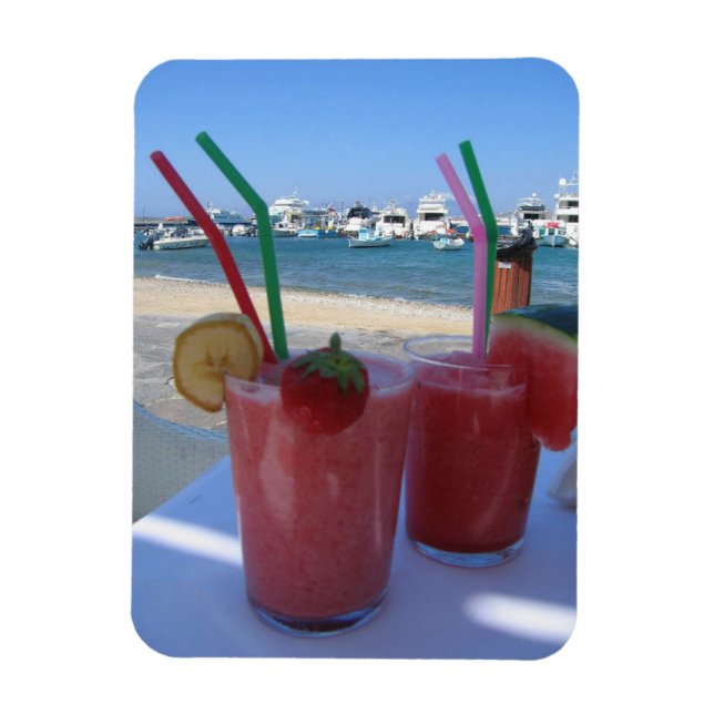 Ímã Strawberry Daiquiris em Mykonos - foto-ímã (Vertical)
