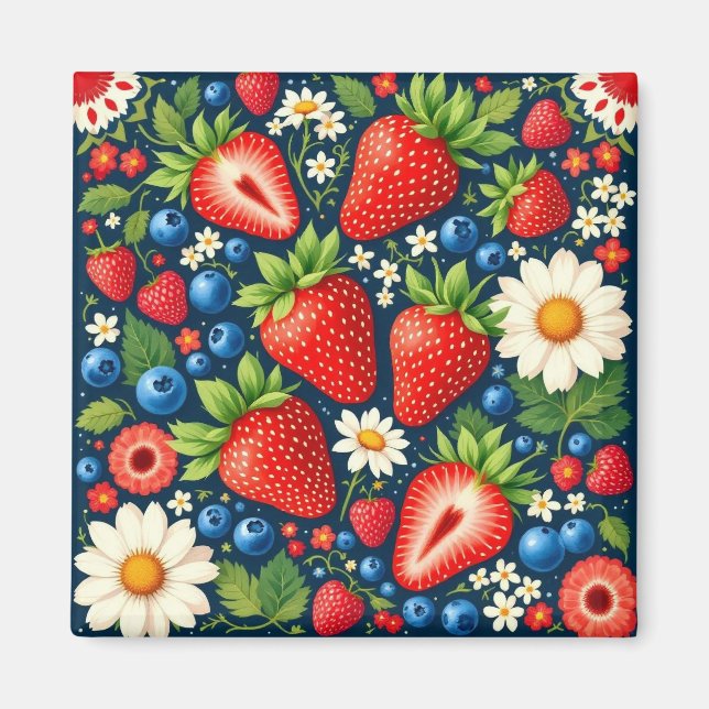 Imã strawberry floral magnet (Frente)