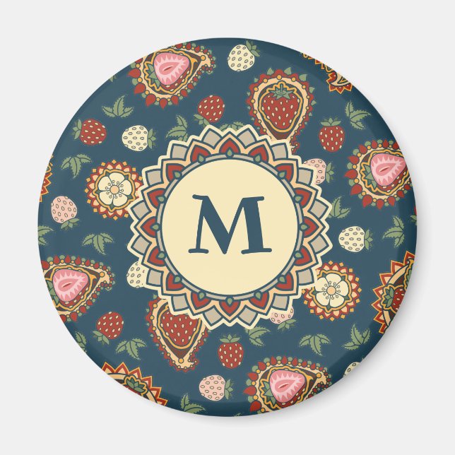 Imã Strawberry Paisley Pattern Magnet (Frente)