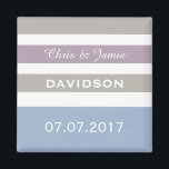 Imã Stripes Imagem personalizada de casamento<br><div class="desc">Altere os campos de texto para o que deseja. Você também pode alterar cada fonte e seu tamanho e cor usando a função "Personalizar", bem como adicionar mais campos de texto, se desejar. Veja na minha loja mais itens com este design e opções de cores.</div>
