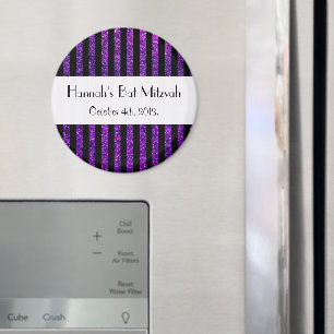 Imã Stripes Roxas, Glitter Stripes, Bat Mitzvah
