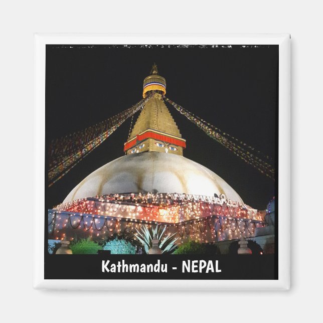 Imã Stupa Boudhanath, Katmandu à noite - Nepal (Frente)