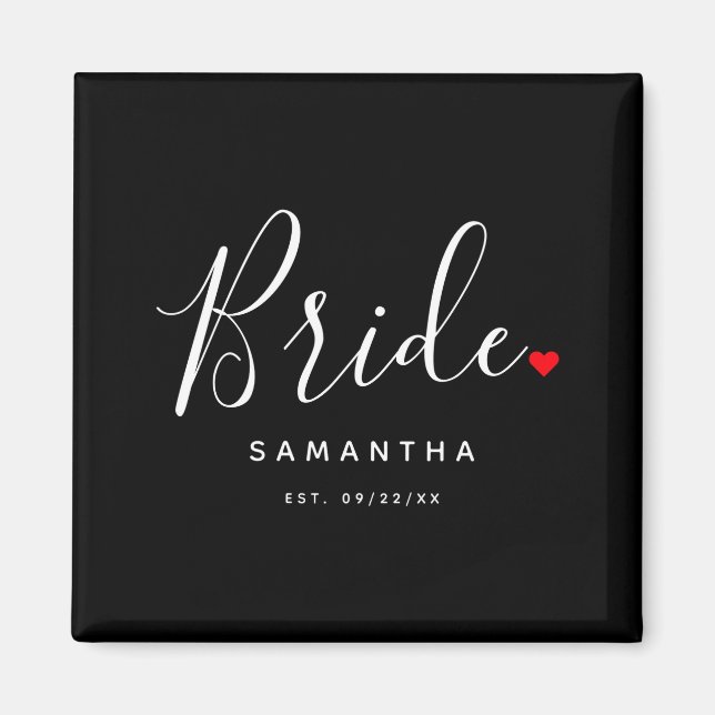 Imã Stylish Bride Wedding T Shirt  (Frente)