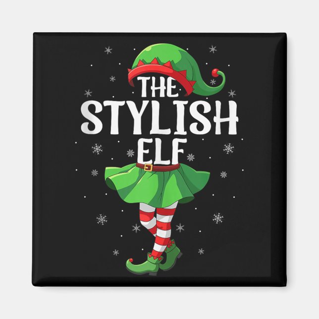 Imã Stylish Elf Christmas Girls Women Elf Squad Xmas F (Frente)