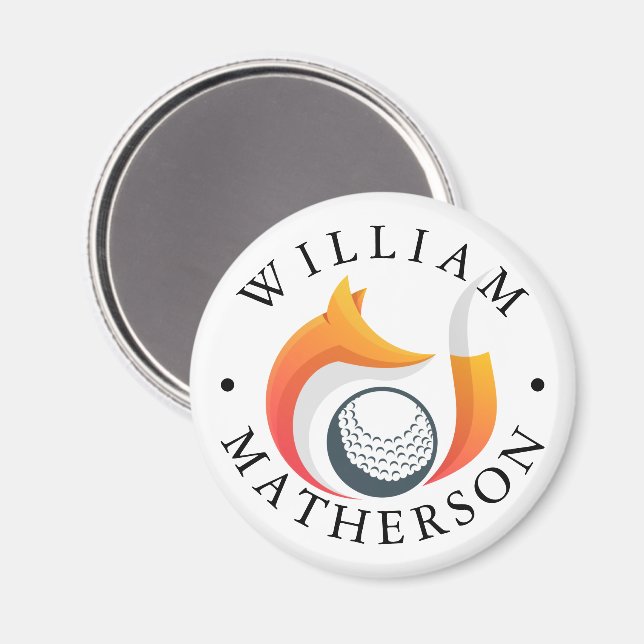 Imã Stylish Fox Custom Name Golf Ball Marker (Front/Back)