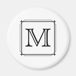 Imã Sua Carta. Monograma Personalizado.Preto & Branco