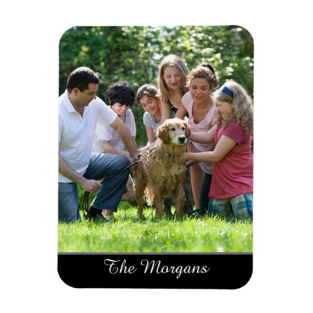 Ímã Sua Foto e Nome, ou Mensagem, em Script Branco (Vertical)