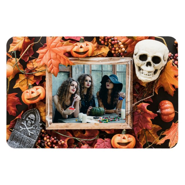 Ímã SUA FOTO em um imã de Quadro de Halloween (Horizontal)