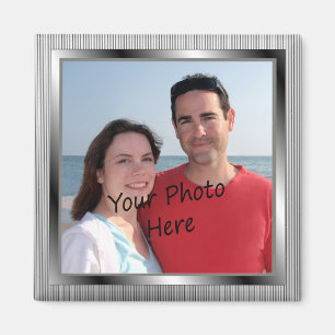 Imã Sua foto no ímã quadro prata