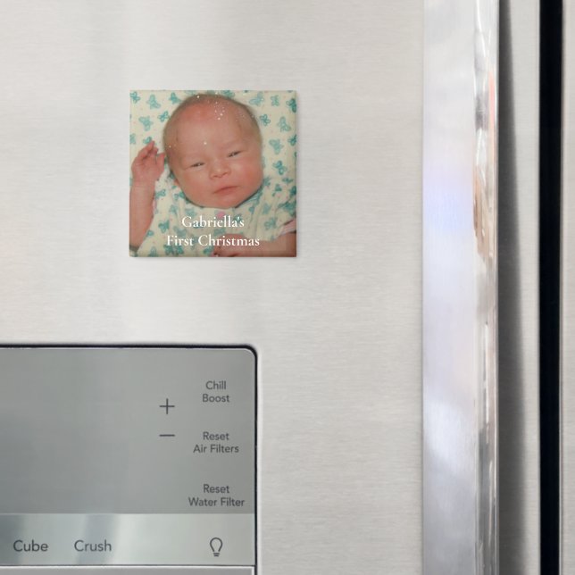Imã Sua Foto Personalizada Bebê Primeiro Natal (In Situ (Fridge))