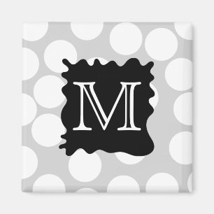 Imã Sua letra, monograma. Pontos com Splat. preto