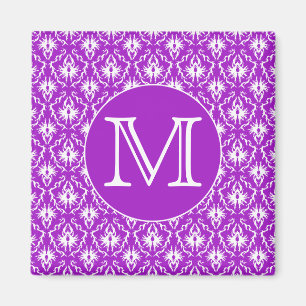 Imã Sua letra. Teste padrão roxo e branco do damasco