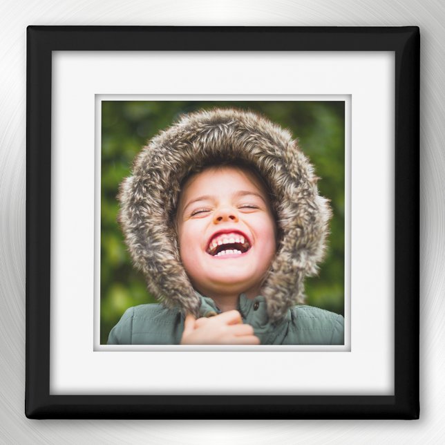 Imã Sua Própria Foto Quadrada Enquadra Preto Inlay (Criador carregado)