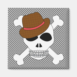 Imã Suave Crossbones Crânio com Fedora