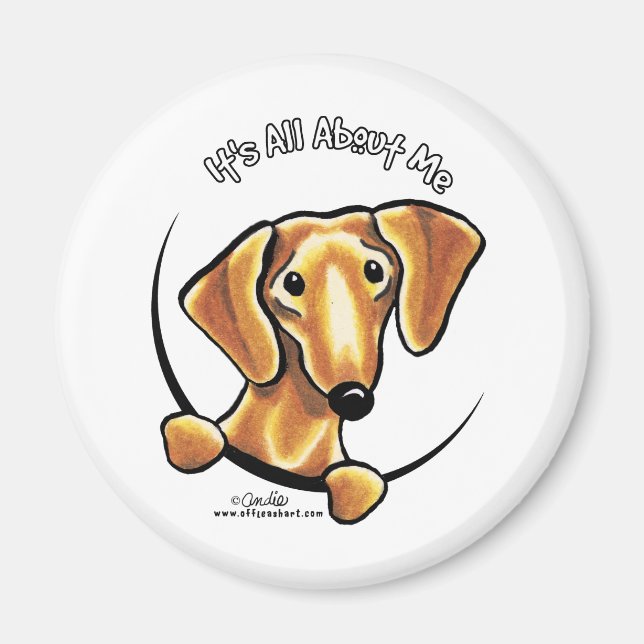 Imã Suave Dachshund Vermelho É Tudo Sobre Mim (Frente)