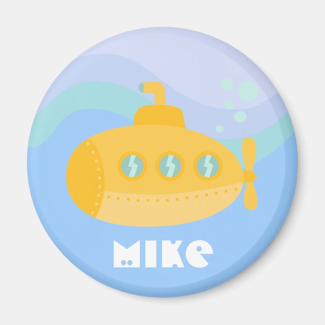 Imã Submarino Amarelo Adorável Submarino Submerso Subm (Frente)