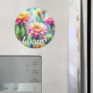 Imã Suculentas Cactáceas Floridas Personalizadas em Aq