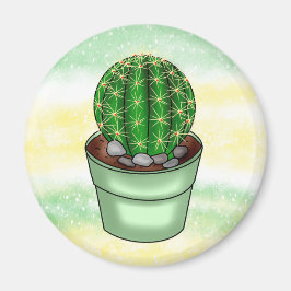 Imã Suculente de Cactus desenhado à mão