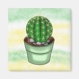 Imã Suculente de Cactus desenhado à mão
