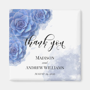 Imã Suculentos Azuis Incríveis Agradecimentos