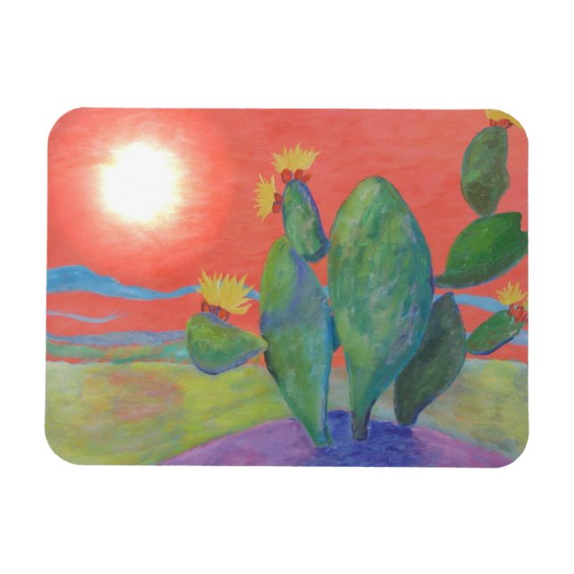 Ímã Sudoeste Cactus Sunset (Horizontal)