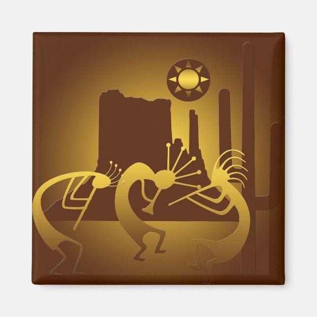 Imã Sudoeste Kokopelli na Borgonha e Dourado (Frente)