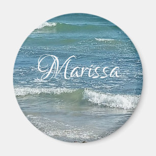 Imã Sudsy Blue Atlantic Sea Shore Nome Personalizado