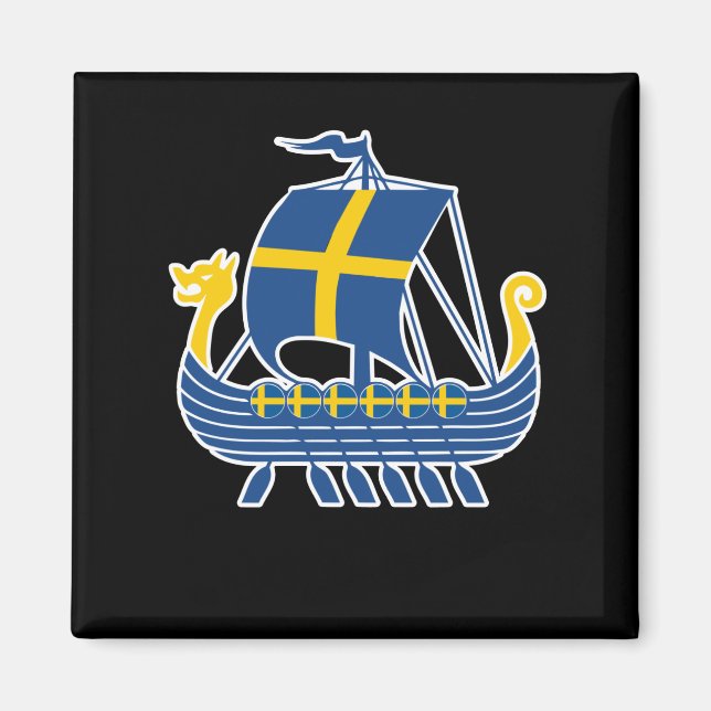 Imã Suecia Viking Ship Gift Valhalla Swedish Viking (Frente)