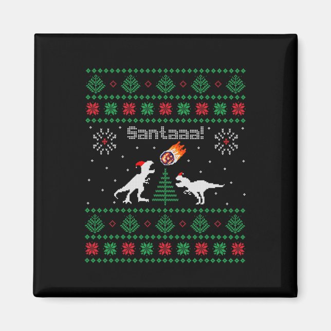 Imã Suéter de Natal Feio do Dinossauro Santaaa (Frente)