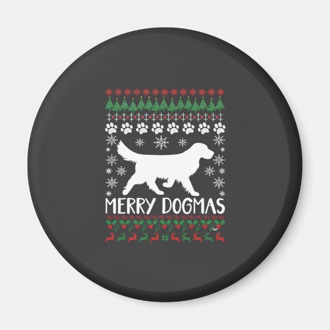 Imã Suéter Feio De Natal Cachorro Merry Dogmas Floco D (Frente)