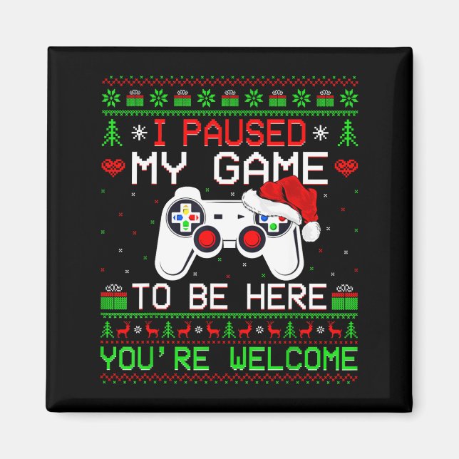 Imã Suéter Feio de Natal de Videogame Divertido Gamer  (Frente)
