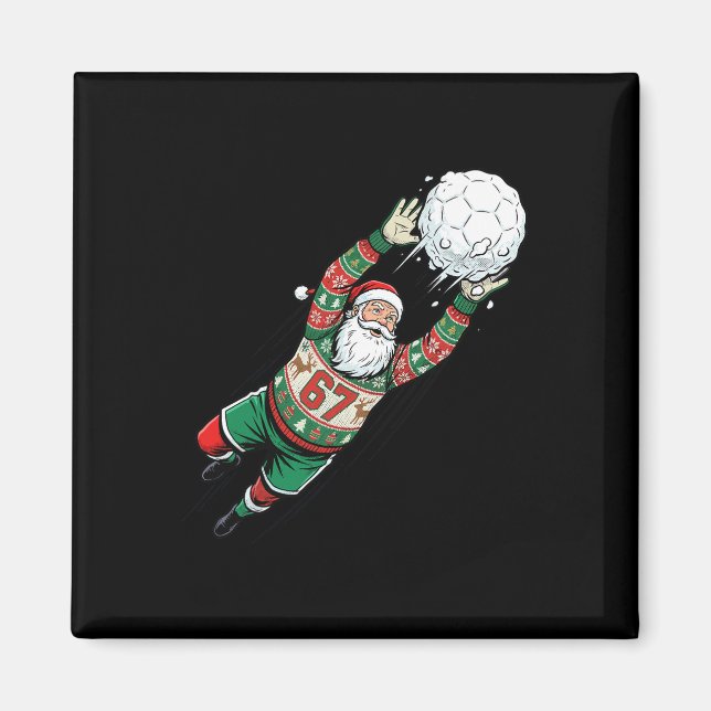 Imã Suéter Feio de Natal do Goleiro de Futebol Santa 6 (Frente)