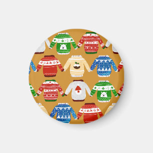 Imã Suéter feio de Natal Dourado