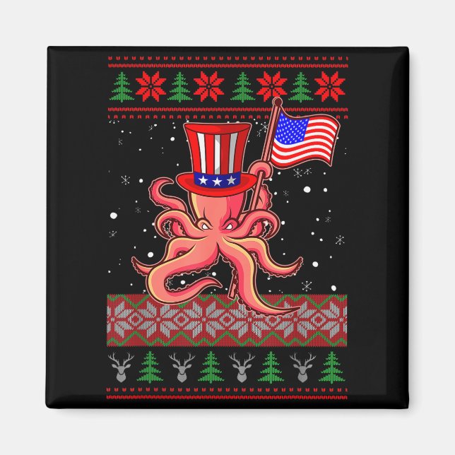 Imã Suéter feio de Natal patriótico para mulheres, cri (Frente)