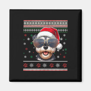 Imã Suéter Feio X-mas Papai Noel Cachorro Schnauzer Mi