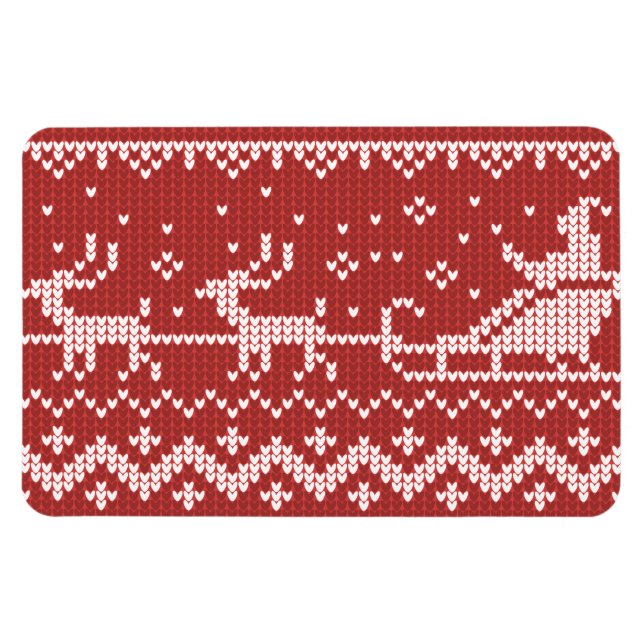 Ímã Suéter nojento, trenó e renas do Papai Noel (Horizontal)