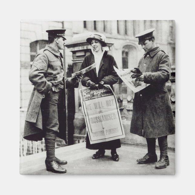 Imã Suffragette vendendo jornais para dois (Frente)